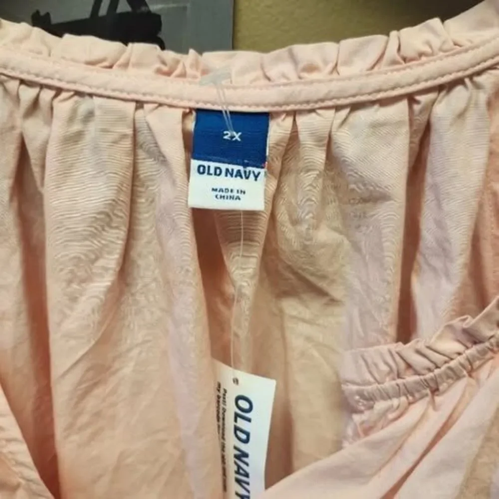 Old Navy Puff-Sleeve Poplin Blouse - 2X - Peach